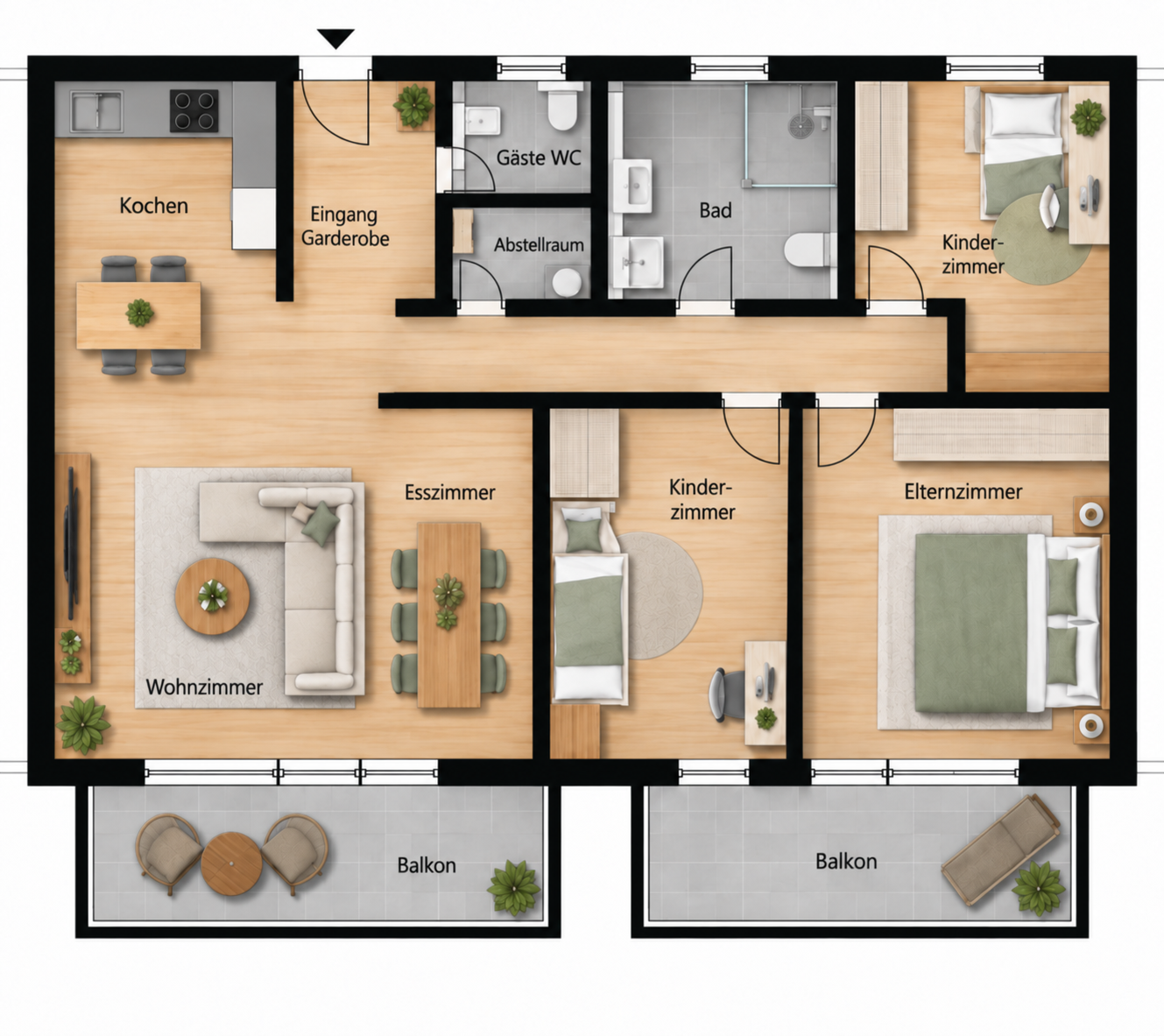 Grundriss der 4,5-Zimmer-Wohnung im 2. OG